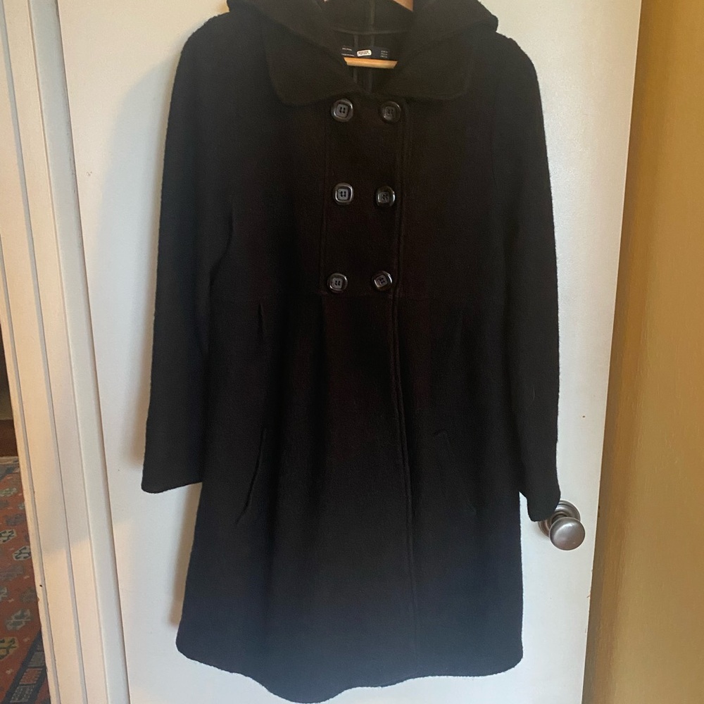 Double-Breasted Car Coat Women’s Medium Black